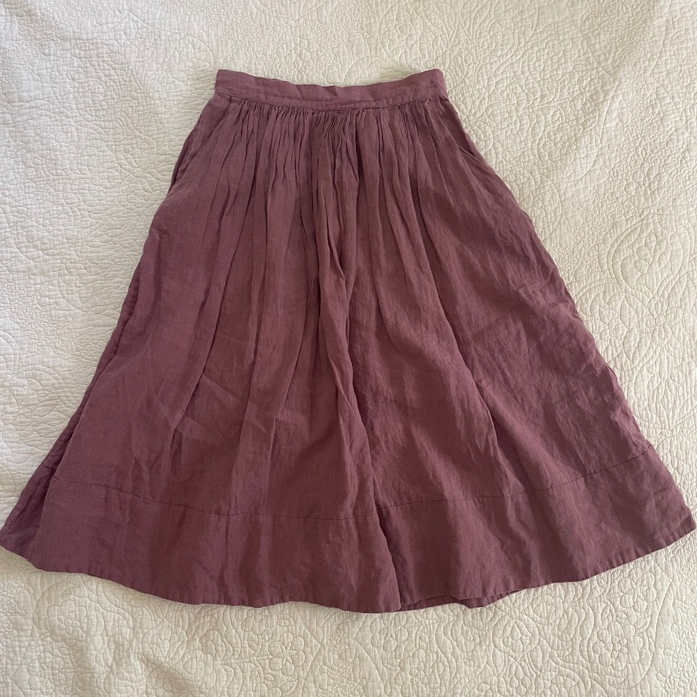 Midi Gathered Skirt in Mauve